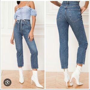 Agolde Riley Hi Rise Straight Crop Jeans In Air Blue